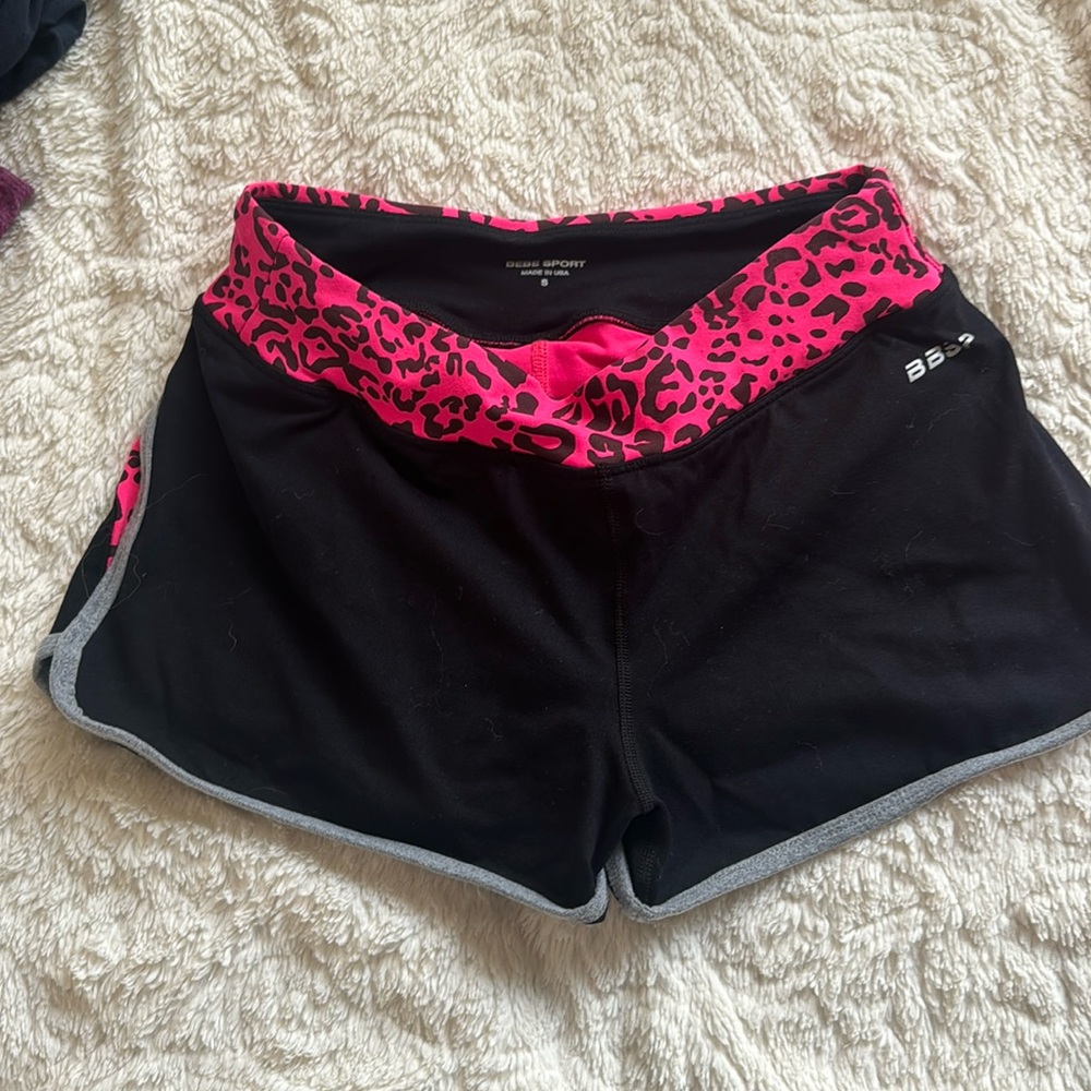 Bebe sport shorts pink leopard print